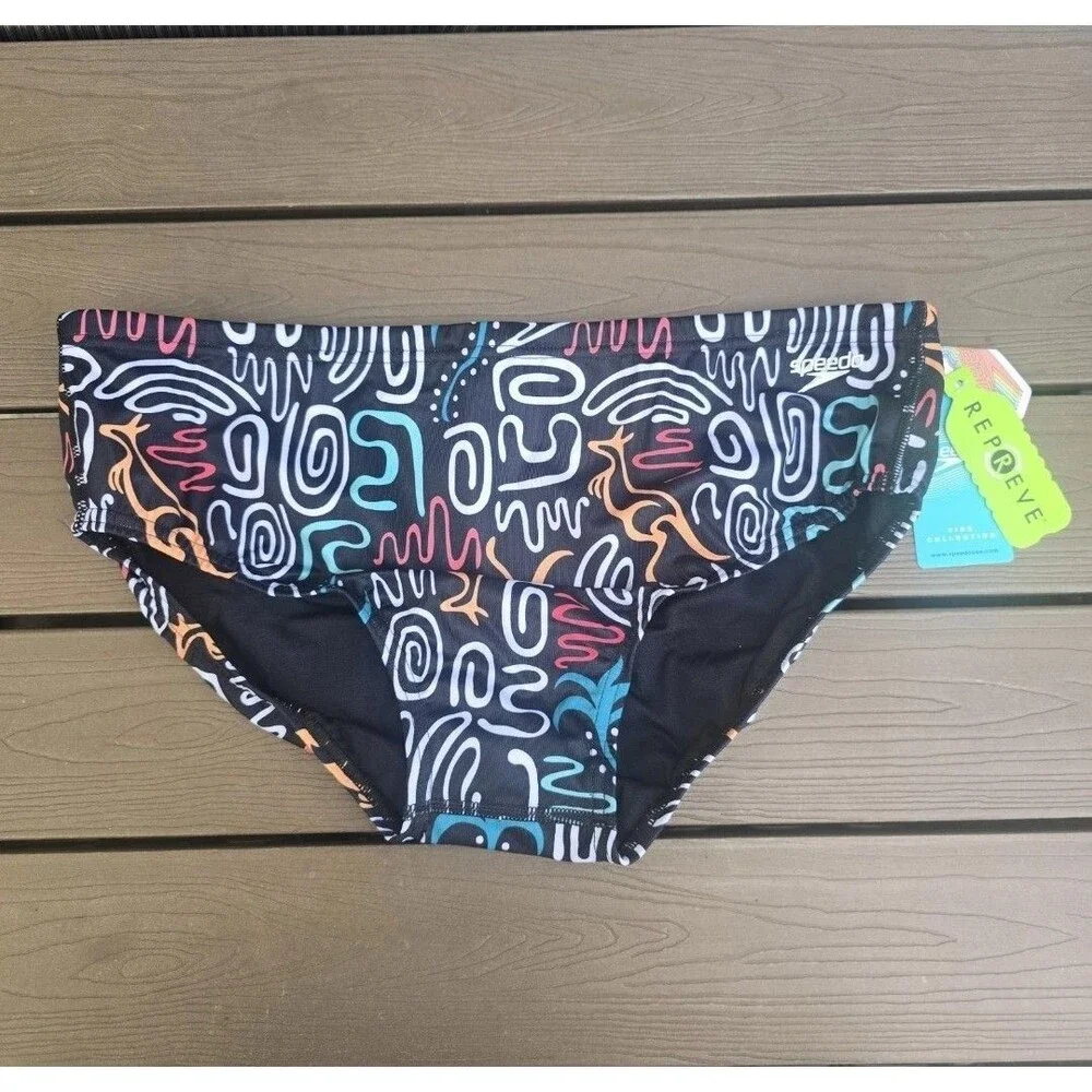 Speedo Eco Endurance Boy's Multicolor Jump Around Racer Briefs Sz 26 New